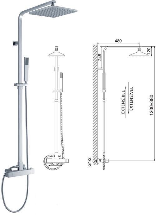 Columna ducha termostática Quadro